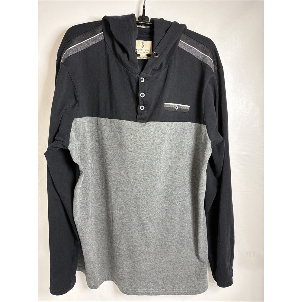 Scott James Strive For Authenticity Men's Sz L Black Gray Hoodie LS Cotton Blend